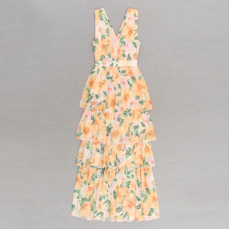 Retro Floral Spaghetti Strap Layered Summer Dress - Image 3