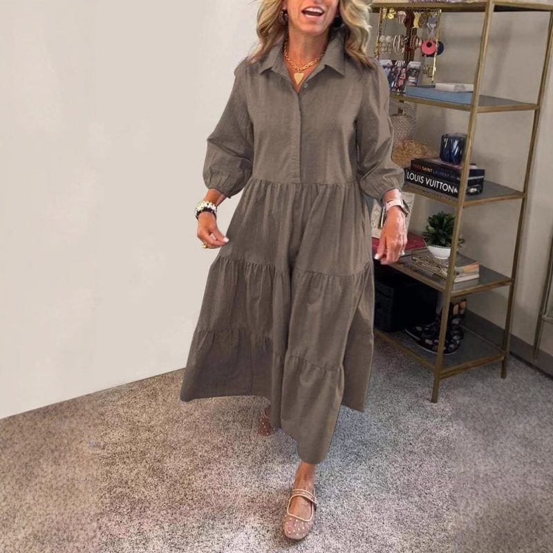 Women’s Polo Collar Shirt Dress for Winter - Image 2