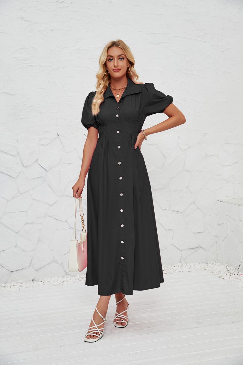 Women’s Summer Buttoned Slim Mid Length Dress - Image 4