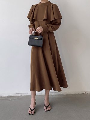 Women's Long Sleeve Japanese Casual Maxi Dress