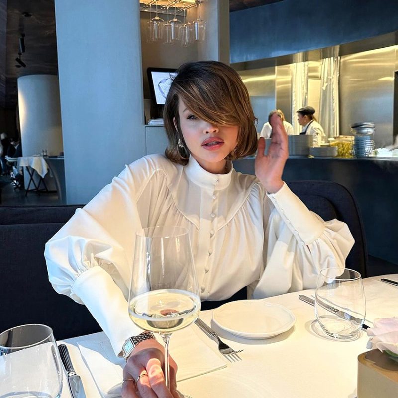 White Puff Sleeve Pleated Office Shirt Women - Image 2