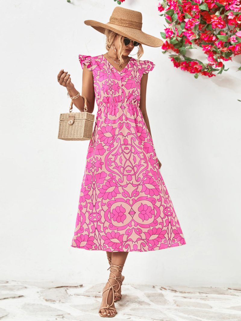 Popular V-Neck Sleeveless Ruffled Summer Dress - Image 4