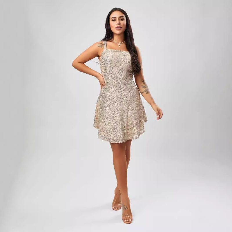 High Grade Luxury Sequin Mini Slip Dress - Image 4