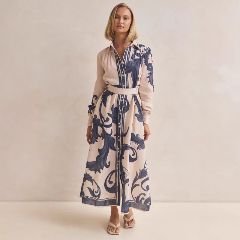 Lightweight Summer Printed Retro Loose Dress Women - Image 3