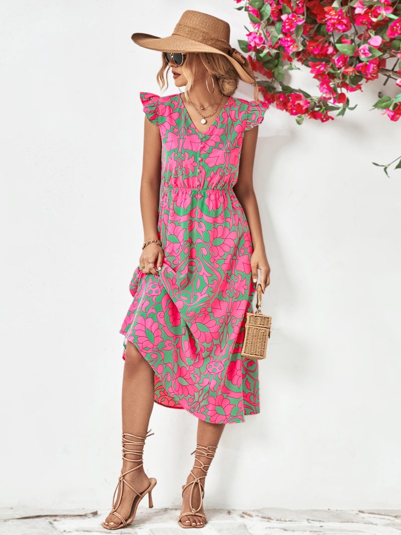 Popular V-Neck Sleeveless Ruffled Summer Dress - Image 2