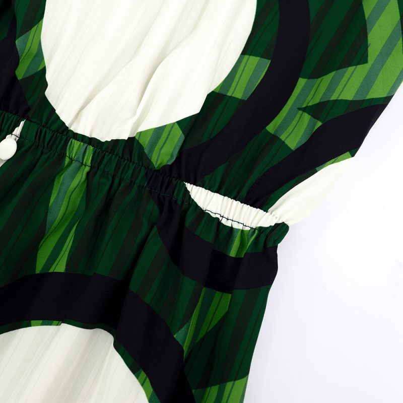 Elegant Round Neck Office Dress with Stitching - Image 4