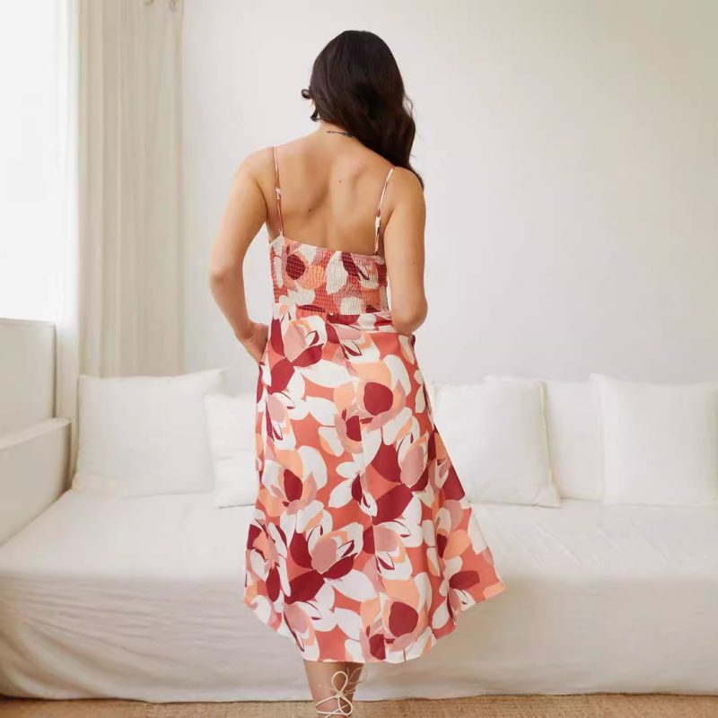 Printed Hollow Out Tie Strap Slip Dress - Image 4