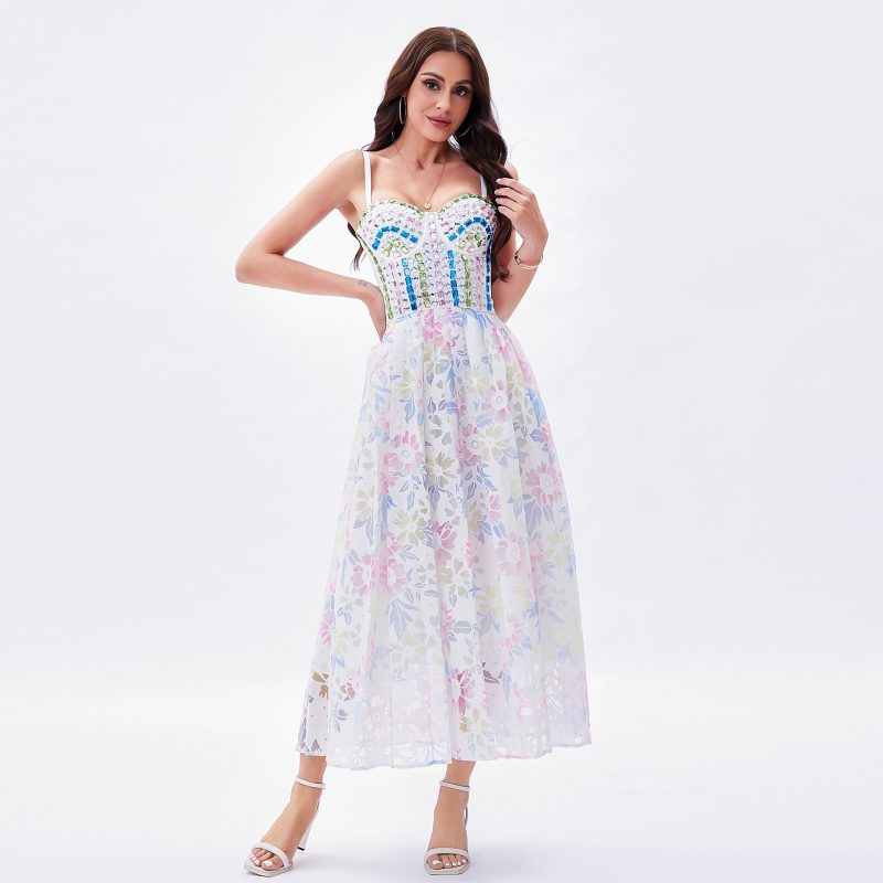 Three-Dimensional Floral Corset Dress Romantic Evening Gown - Image 4
