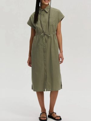 Women’s Casual Waist Defined Shirt Dress