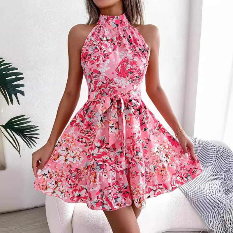 Charming Princess Print Sleeveless Women Party Dress