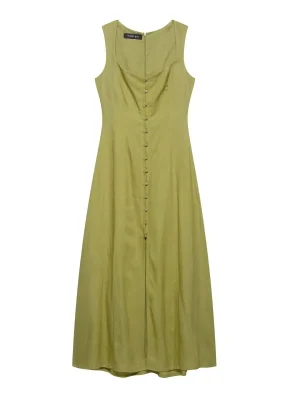 Women’s Summer Square Neck Dress with Front Buttons
