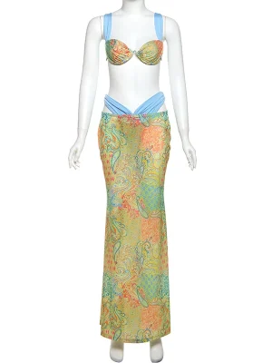 3-Piece Print Skirt Set for Women