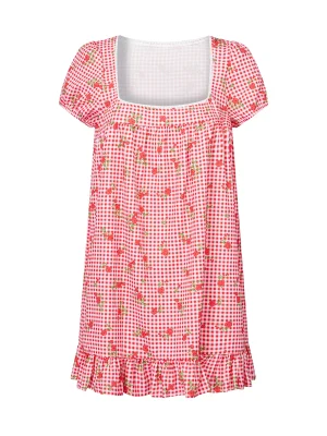 Floral Puff Sleeve Short Dress Tie Up A-Line Boho Style
