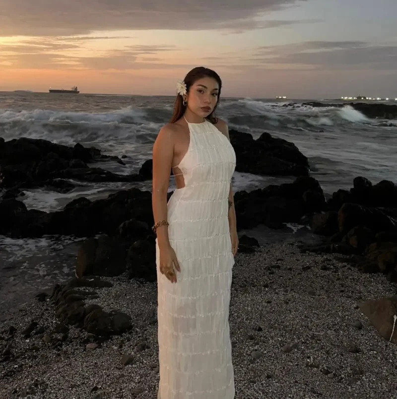 Backless Halter Maxi Sundress - Image 4
