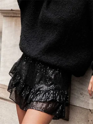 Glitter Ruffle Bow Shorts Party Casual