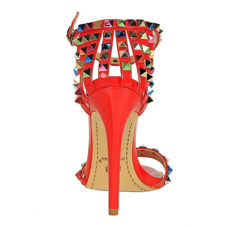 Colorful Rivet Gladiator High Heel Sandals - Image 3