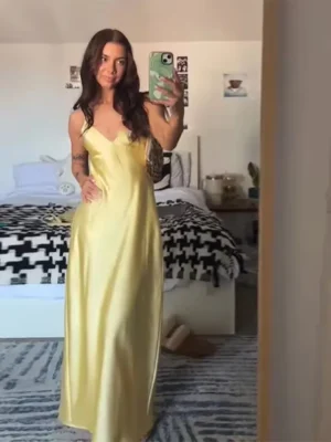 Sexy Spaghetti Strap V Neck Dress Women