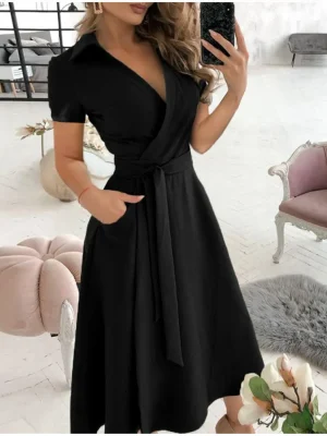 Women’s V-Neck Print Wrap Dress