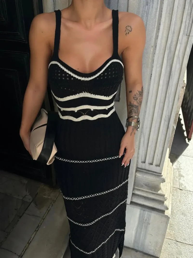Elegant Sleeveless Crochet Maxi Dress Women - Image 4