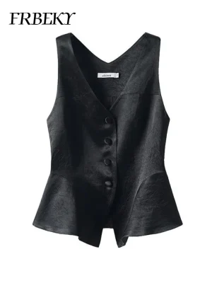 Women’s Elegant V-Neck Vest Autumn Streetwear