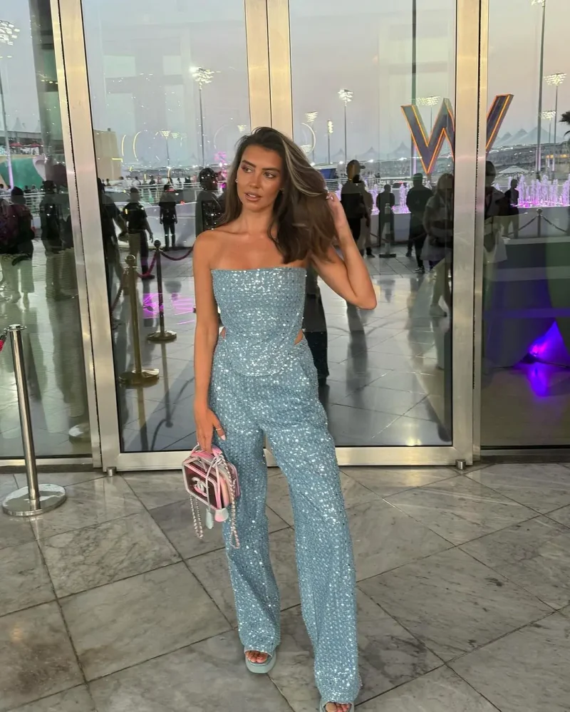 Strapless Crop Top and Wide Leg Pants Set