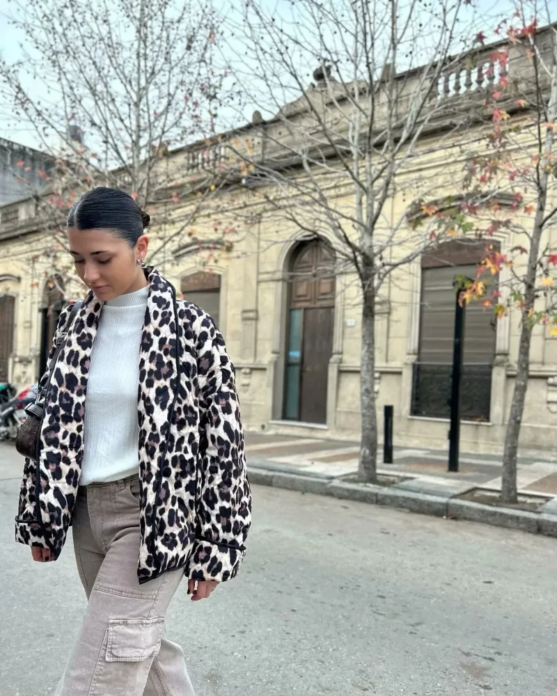 Women’s Cotton Padded Leopard Jacket - Image 4