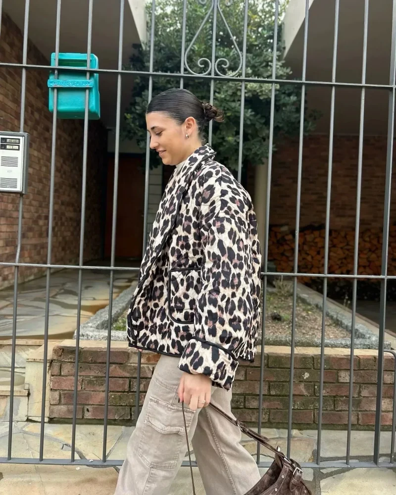 Women’s Cotton Padded Leopard Jacket - Image 3