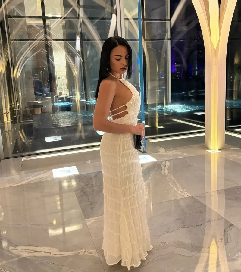 Backless Halter Maxi Sundress - Image 2