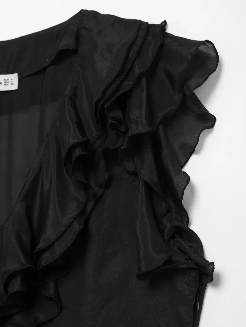 Sleeveless V Neck A-line Dress for Women - Image 4