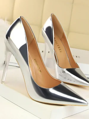 Women’s Metallic Heels Silver Gold