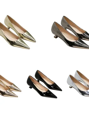 Glossy Low Heel Work Pumps