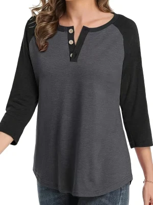 Chic Color Block Casual Top for Plus Size