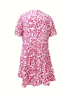 Printed Knit Dress in Pink Plus Size and Stylish