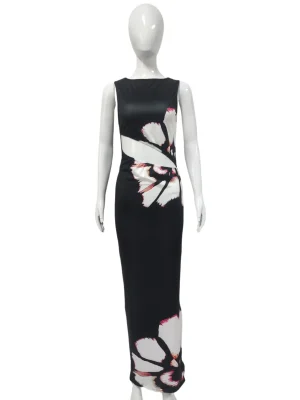 Black Hollow Out Maxi Dress