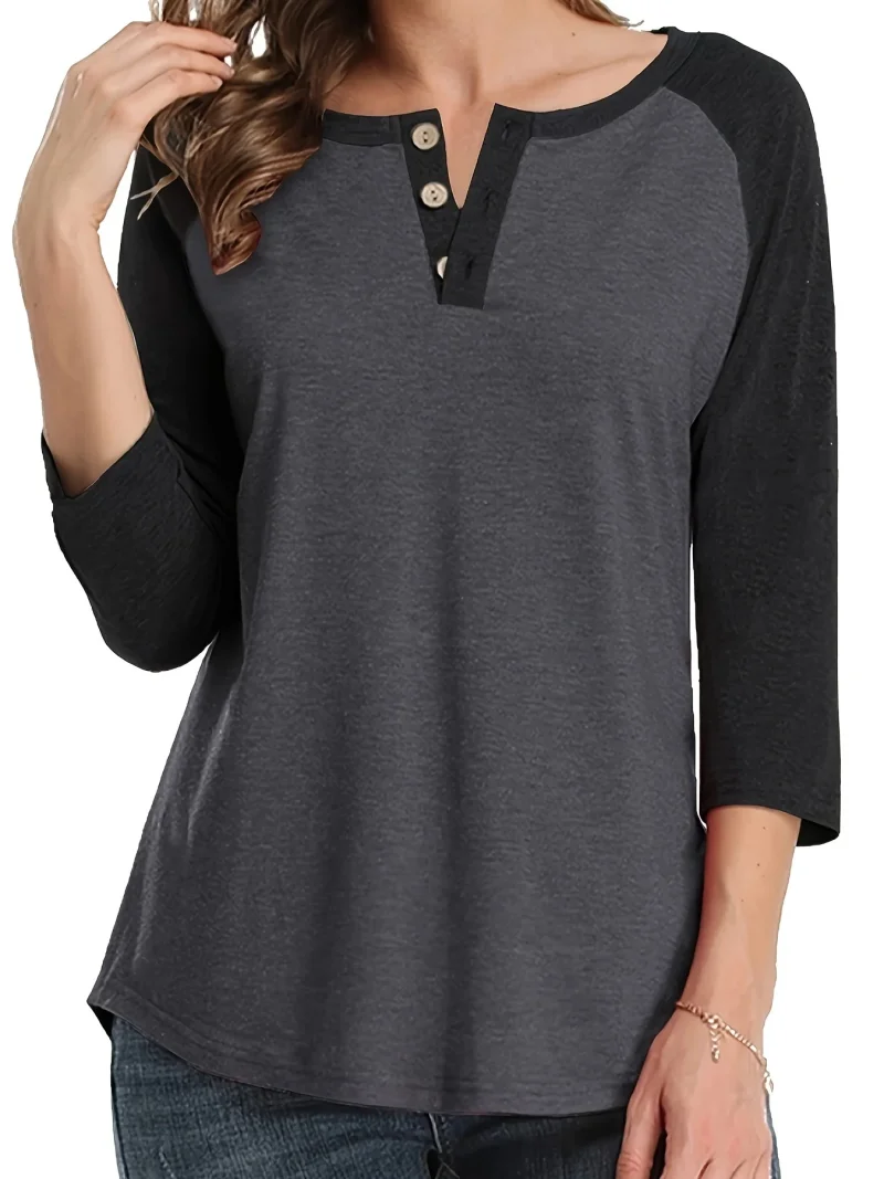 Chic Color Block Casual Top for Plus Size - Image 2