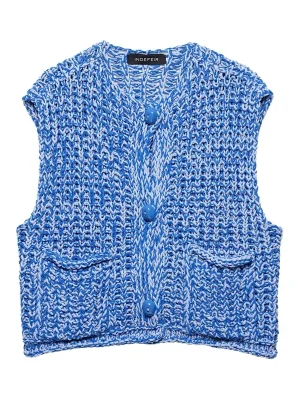 Sleeveless Patch Pocket Cardigan