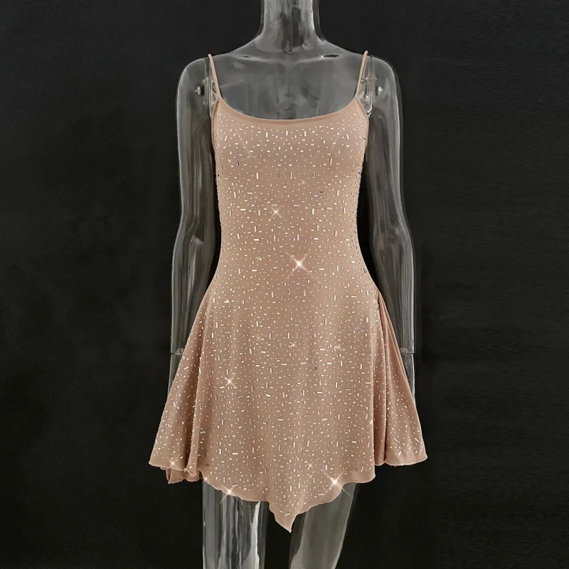 Shiny Sequin Mini Dress Backless Sleeveless Party Style - Image 4