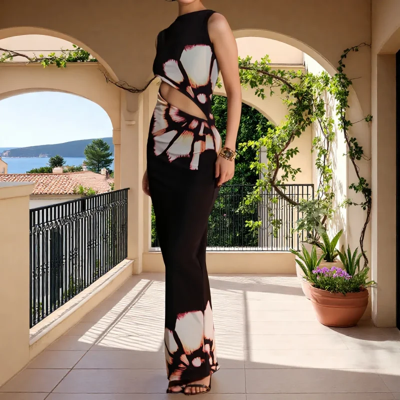 Black Hollow Out Maxi Dress - Image 4
