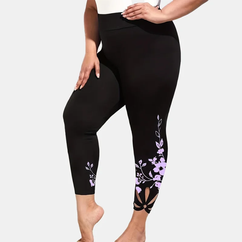 Plus Size Workout Leggings with Ab Cut Out - Image 3