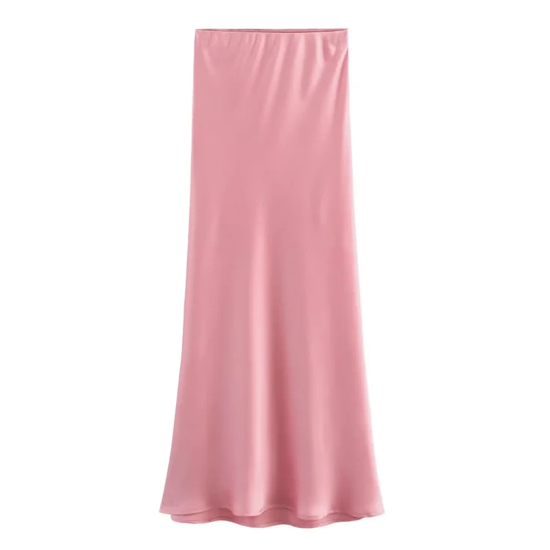 Women’s Satin Midi Skirt with Elastic High Waist - Image 5