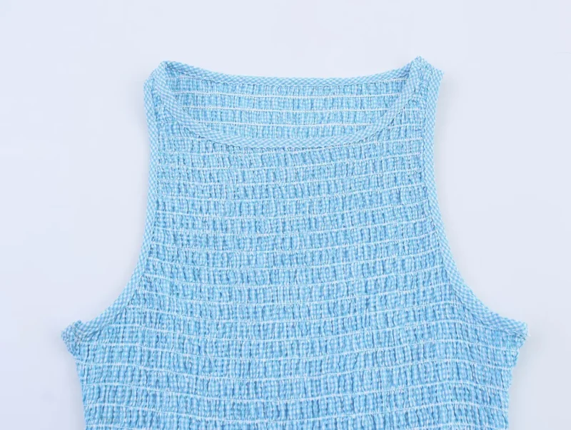 Plaid A-Line Maxi Dress Sleeveless Summer Casual Style - Image 6