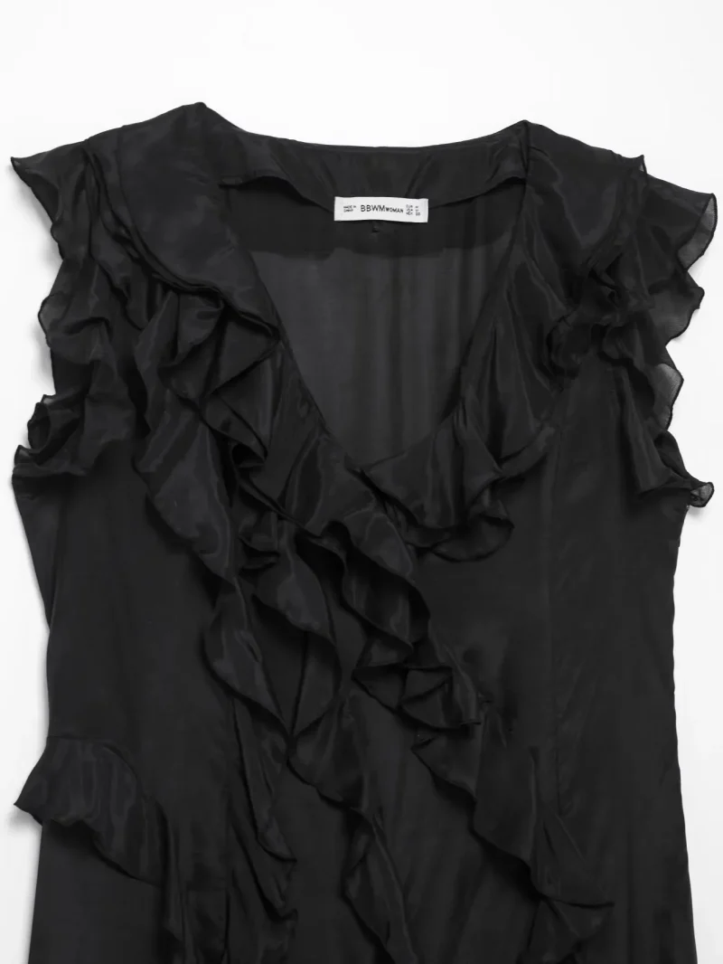Sleeveless V Neck A-line Dress for Women - Image 3