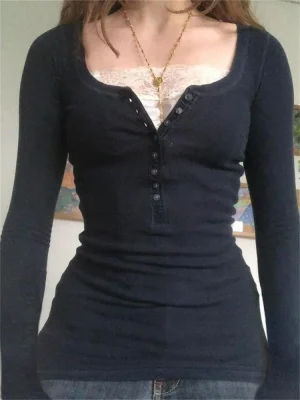 Lace Patchwork Shirt Long Sleeve Vintage Fairy Top