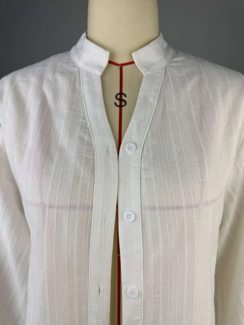 Women’s Oversized White Cotton Shirt Long Sleeve Basic Top - Image 6