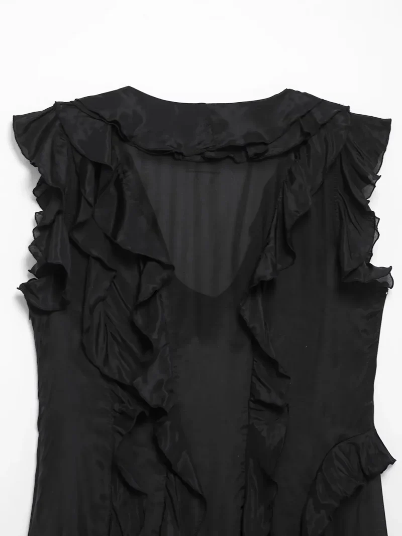 Sleeveless V Neck A-line Dress for Women - Image 5