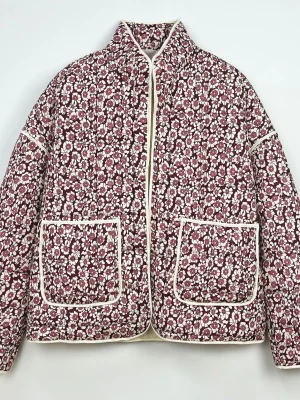 Women’s Vintage Floral Quilted Jacket with Pockets