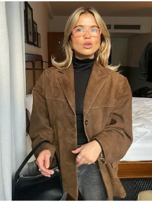 Brown Lapel Pocket Jacket