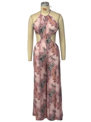 Women’s Printed Halter Jumpsuit