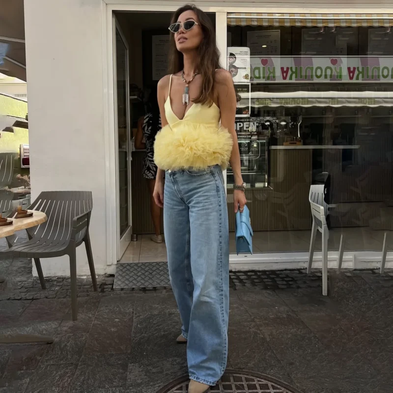 Lace Tiered Camisole V-Neck Backless Summer Top - Image 4