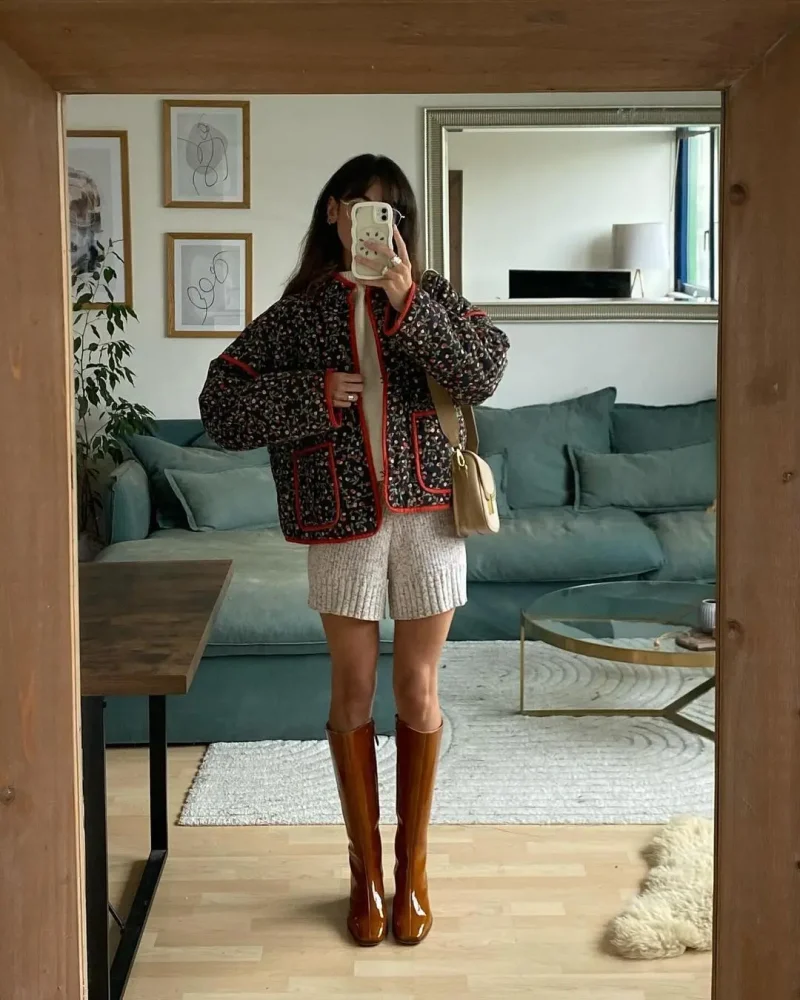 Women’s Vintage Floral Quilted Jacket with Pockets - Image 5